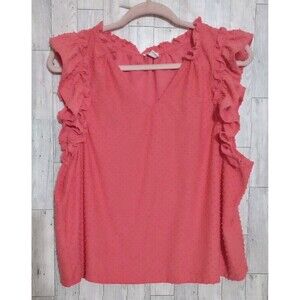 J. Crew Coral Ruffle Blouse